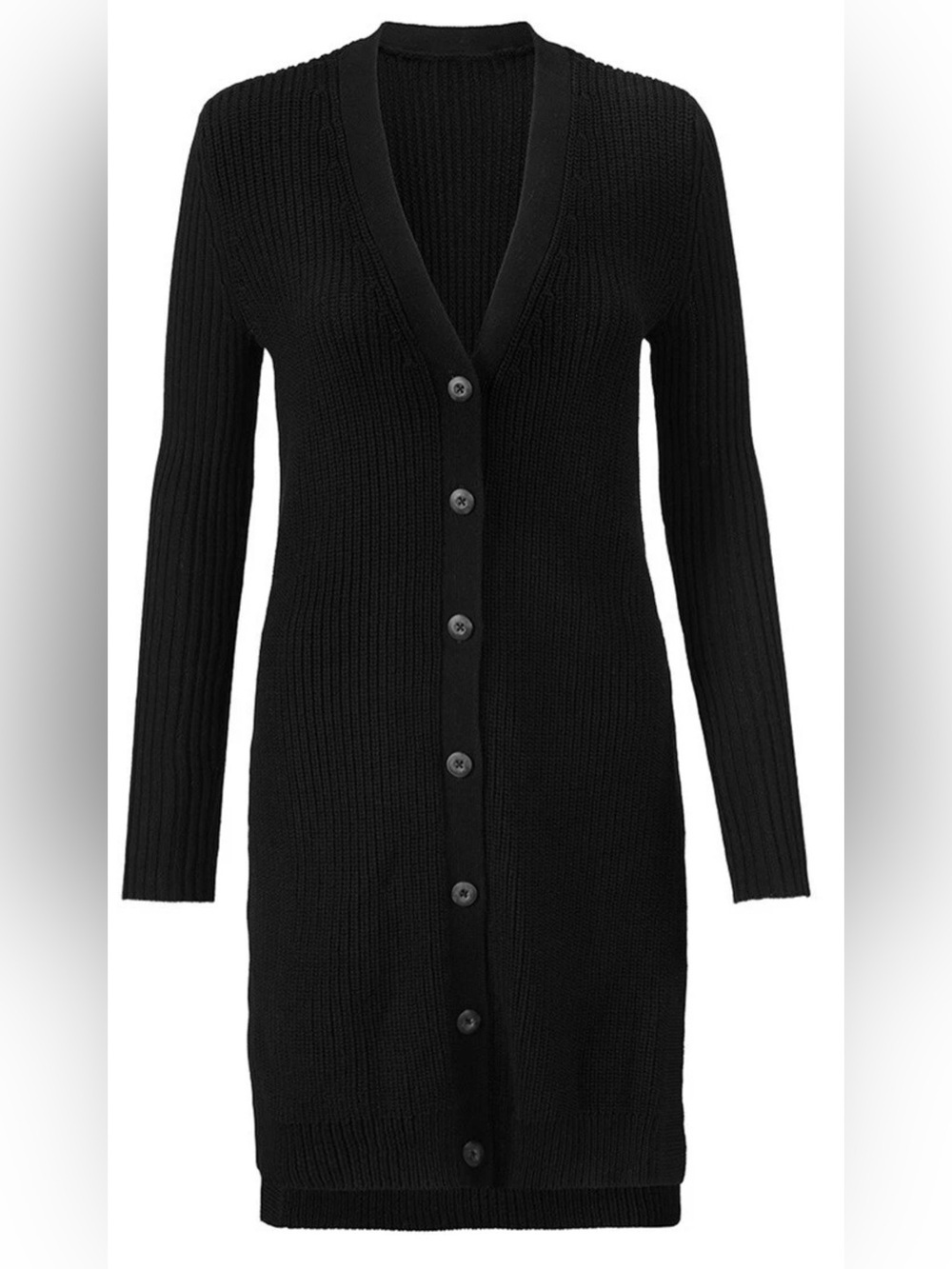CABI BLACK RIBBED LONG SLEEVE MADISON CARDIGAN SWEATER STYLE 3715 WOMENS SMALL
